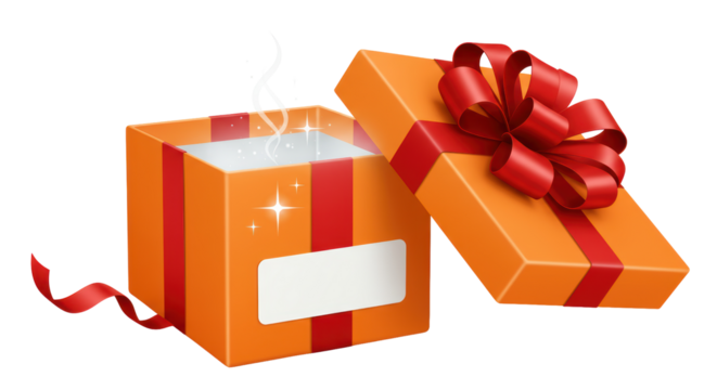 Isolated Opened gift box with surprise