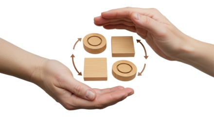 Isolated Rotating Wooden Shapes for Strategy Game