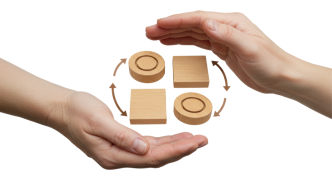Isolated Rotating Wooden Shapes for Strategy Game