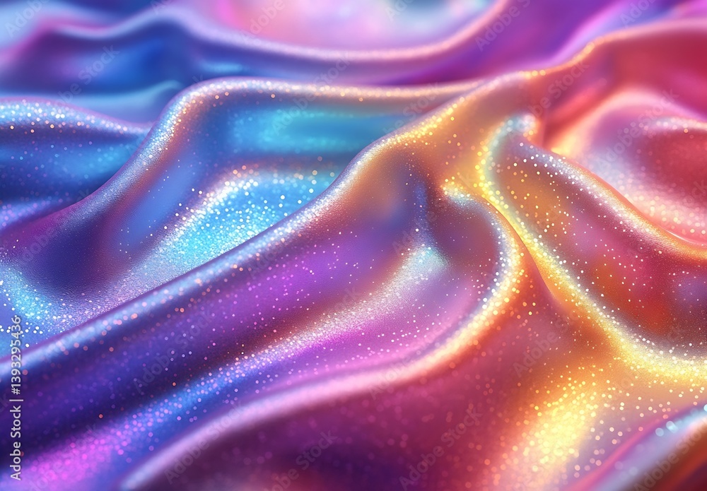 Aufkleber abstract shiny fabric texture in blue pink and gold glittering colorful textile background : generat