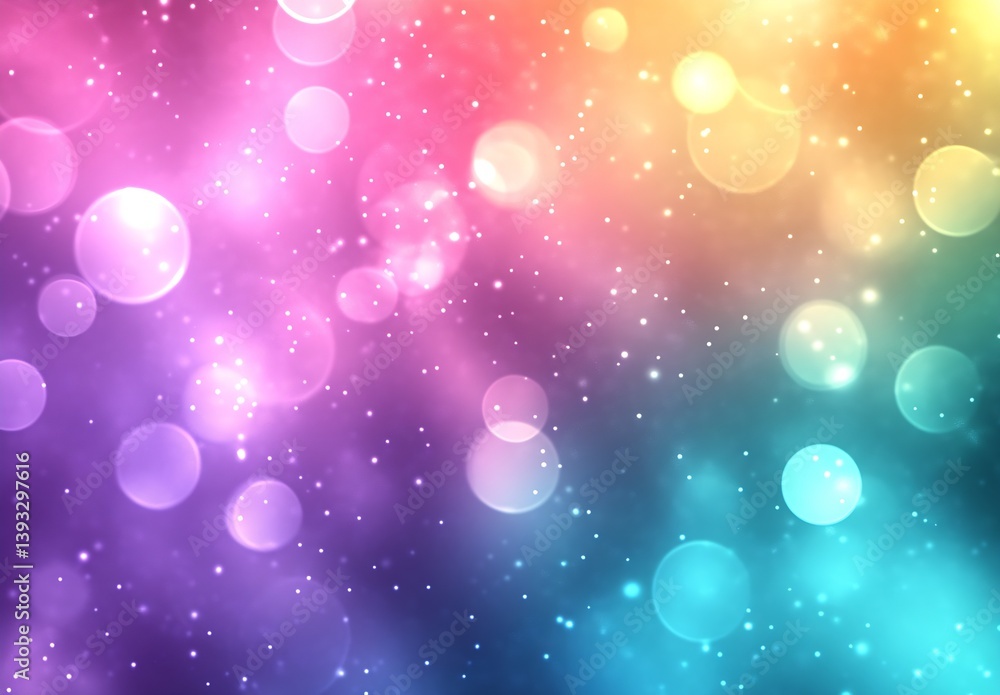 Aufkleber vibrant bokeh effect with colorful orbs softly glowing against a blurred dreamy background for artis