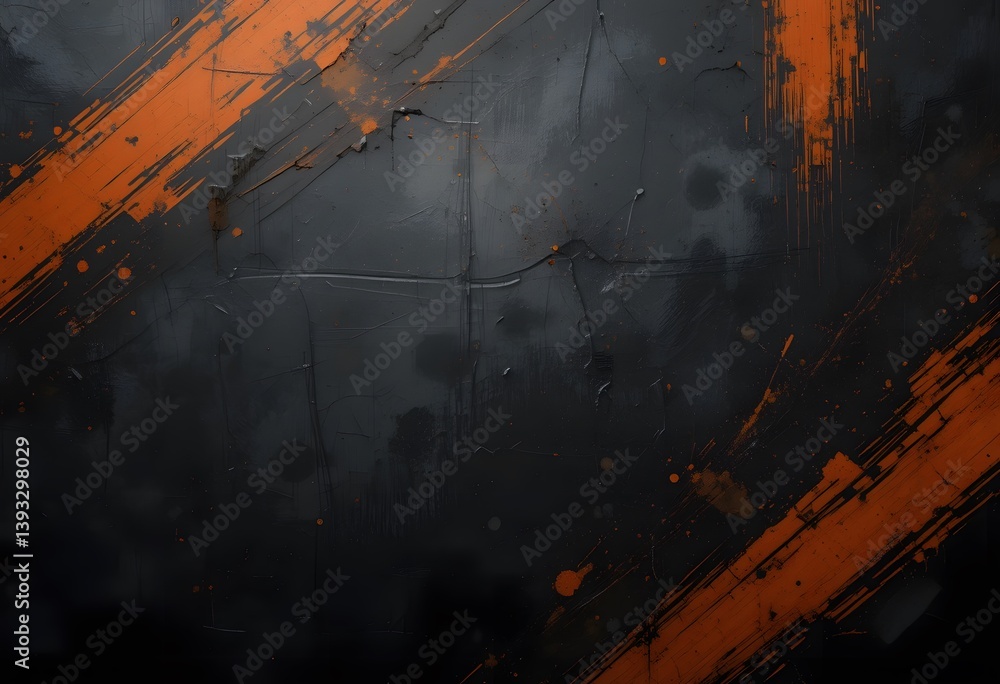 Fototapete abstract texture backdrop, rich black and orange, streaky patterns. aged appearance adds a rustic dr