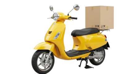 Isolated Yellow Delivery Scooter