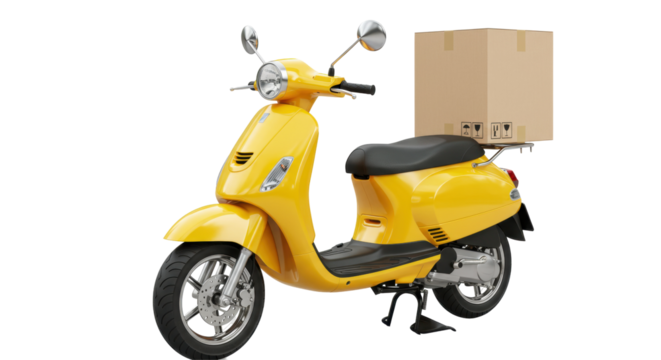 Isolated Yellow Delivery Scooter