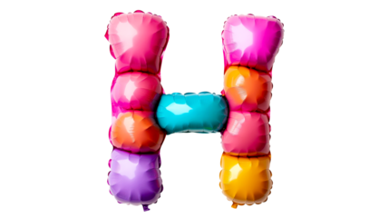 Letter H, festive colorful balloon, celebration, alphabet party , cut out transparent