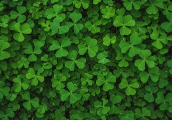 A full frame view of green clover leaves, creating a dense, natural background.