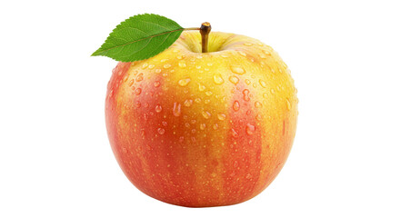 Isolated Red and Yellow Apple with Water Droplets