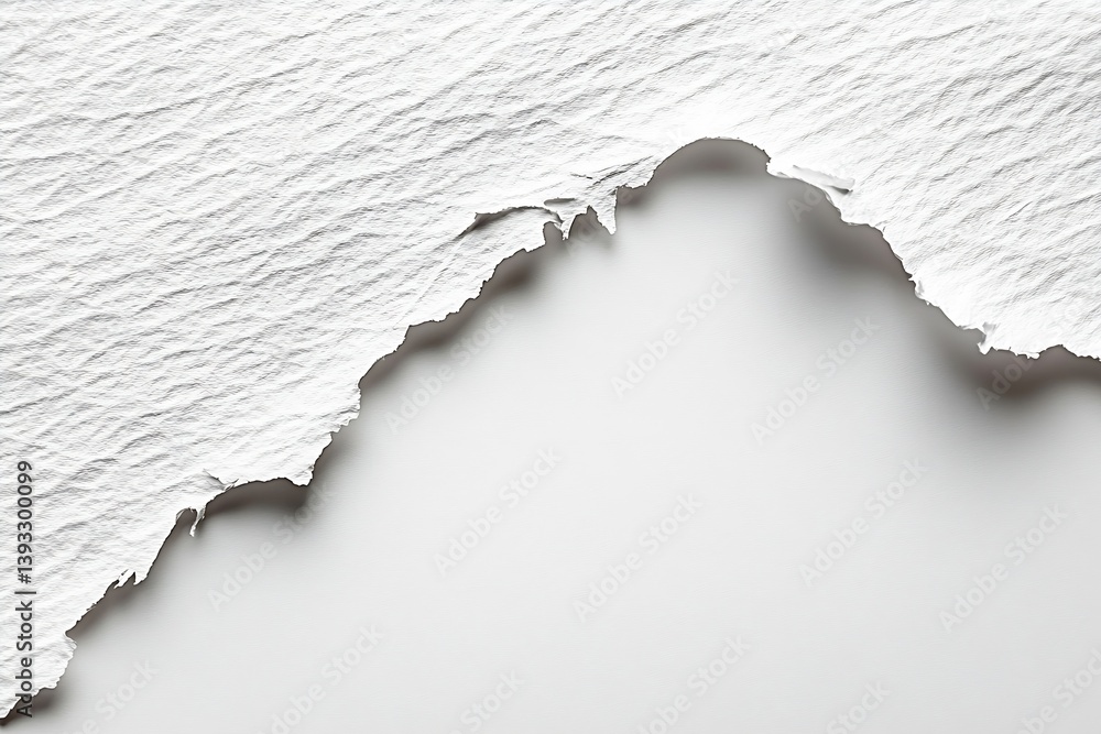 Aufkleber Abstract Minimalist Texture Torn White Paper Edge on Clean Background Modern Artistic Composition Copy Space for Text Graphic Design : Generative AI