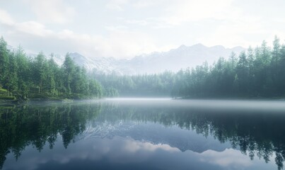 Fototapeta premium morning mist over the lake