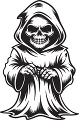 Fototapeta premium Grim reaper silhouette vector illustration isolated On Transparent Background