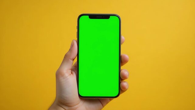Mobile phone mockup on yellow background