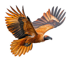 A Unique Bearded Vulture Soaring Its Wings Glowing Isolated on Transparent Background