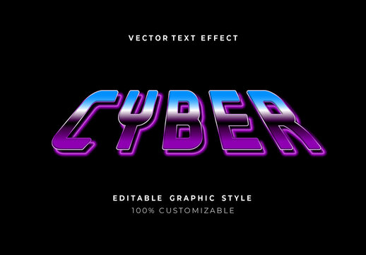 Blue And Purple Futuristic Font Cyberpunk Light Text Effect