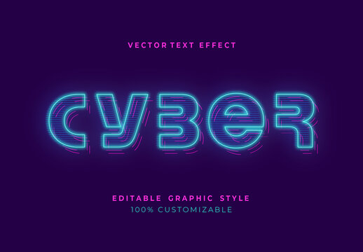 Blue And Red Neon Cyber Font Futuristic Glowing Text Effect