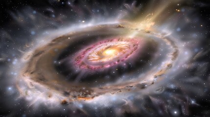 Obraz premium Great Attractor pulling entire galaxies into its gravitational embrace warping spacetime