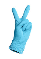 One nitrile medical glove isolated on white