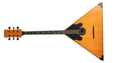 Isolated Balalaika Musical Instrument with Triangular Body