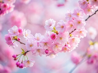 Obraz premium Delicate Cherry Blossom Branches A Minimalist Embrace of Springs Gentle Beauty Captured in Stunning Detail