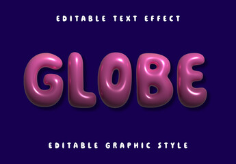Pink Glossy Globe Rounded Inflated Font Balloon Text Effect