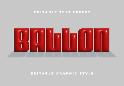 Red 3D Balloon Plump Glossy Font Shiny Fatty Text Effect