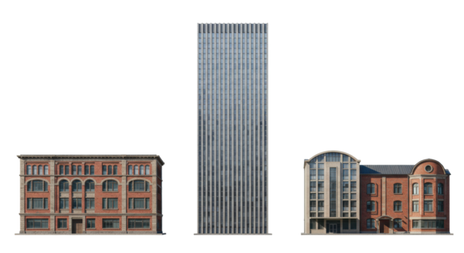 Isolated city buildings