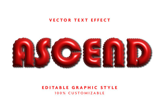 Red 3D Balloon Plump Glossy Font Fatty Rounded Text Effect
