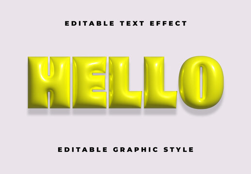 Yellow Balloon Plump Glossy Font Shiny Fatty Bubble Text Effect