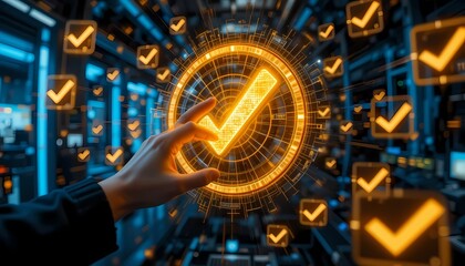 man pushing a button on a virtual screen