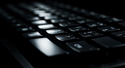 Close Up of Black Keyboard Keys for Technology and Typing