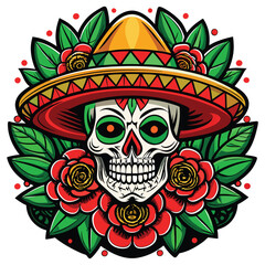skull with flowers