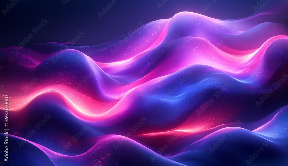 Aufkleber sparkling waves of light in mesmerizing abstract digital artwork : generative ai