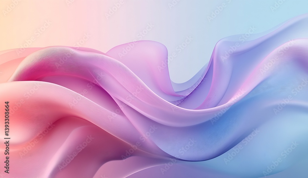 Aufkleber Elegant flowing fabric waves in gentle pastel colors creating a dreamy abstract background with a light touch : Generative AI