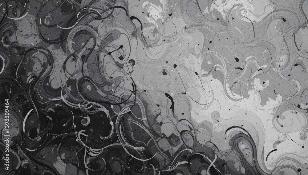 Aufkleber dynamic abstract swirls digital art monochrome color scheme studio environment close-up viewpoint mo