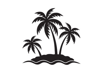 Tropical island Silhouette Vector