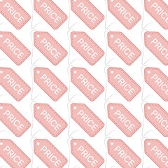 Seamless Pink Price Tag Pattern: Rounded Corner Angled Repeat