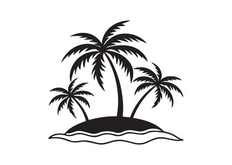 Tropical island Silhouette Vector