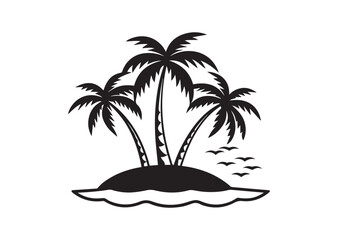 Tropical island Silhouette Vector