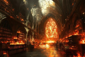 Fiery Blaze Engulfs Historic Library In Ancient Cathedral