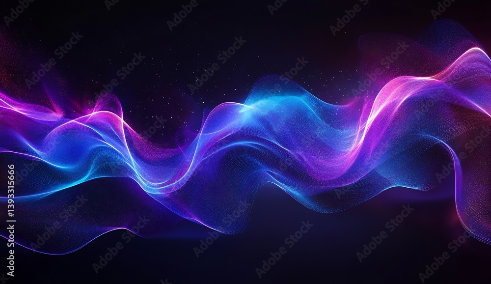 Aufkleber Colorful flowing waves of light creating a mesmerizing abstract background pattern : Generative AI