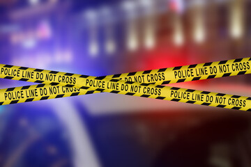 Crime Scene at Night: Crime Scene Investigation Team Working on a Murder. Female Police Officer Briefing Detective on the Victim's Body. Forensics and Paramedics Working. Cinematic Shot