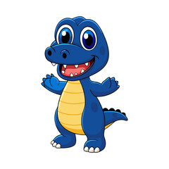 Cute green cartoon frog character with a happy smile