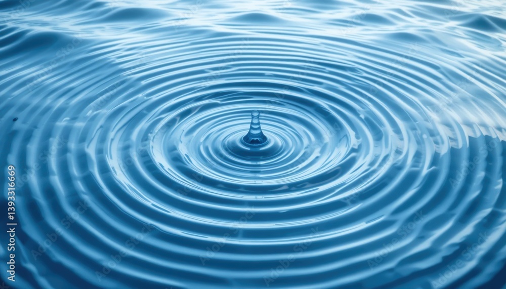 Poster water drop action creating ripples on a calm surface nature photography serene environment close-up 