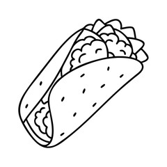 burrito icon, burrito line art - simple line art of burrito, perfect for burrito logos and icons