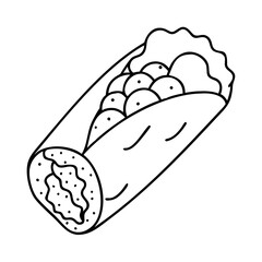 burrito icon, burrito line art - simple line art of burrito, perfect for burrito logos and icons