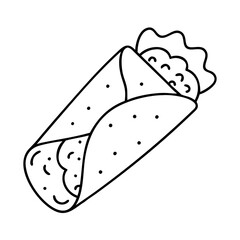 burrito icon, burrito line art - simple line art of burrito, perfect for burrito logos and icons