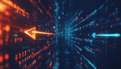 Data Stream Abstract Digital Arrows and Binary Code Tech Innovation Connection Concept Information Flow : Generative AI