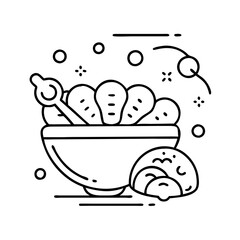 clam chowder icon, clam chowder line art - simple line art of clam chowder, perfect for clam chowder logos and icons