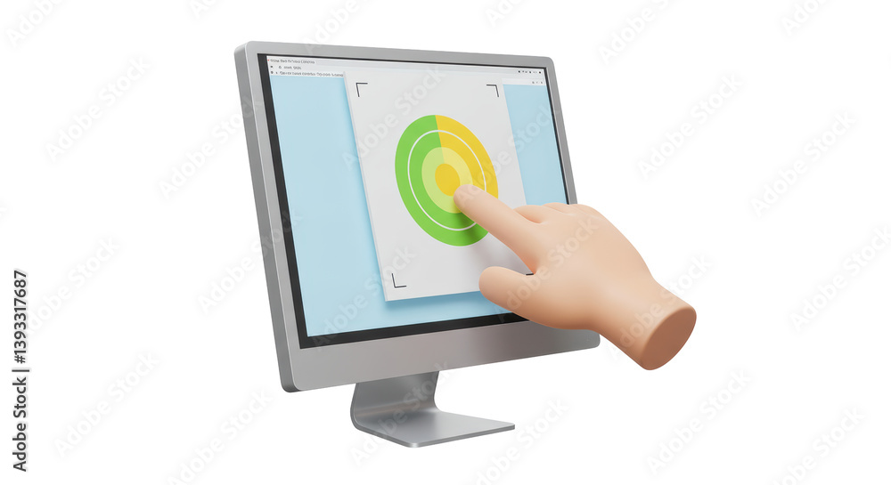 Fototapete Isolated Hand Interacting with a Computer Screen Displaying a Target Graphic