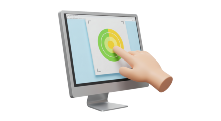 Isolated Hand Interacting with a Computer Screen Displaying a Target Graphic