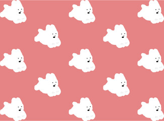 Dog Bichon Pattern Vintage Design Vector Textile